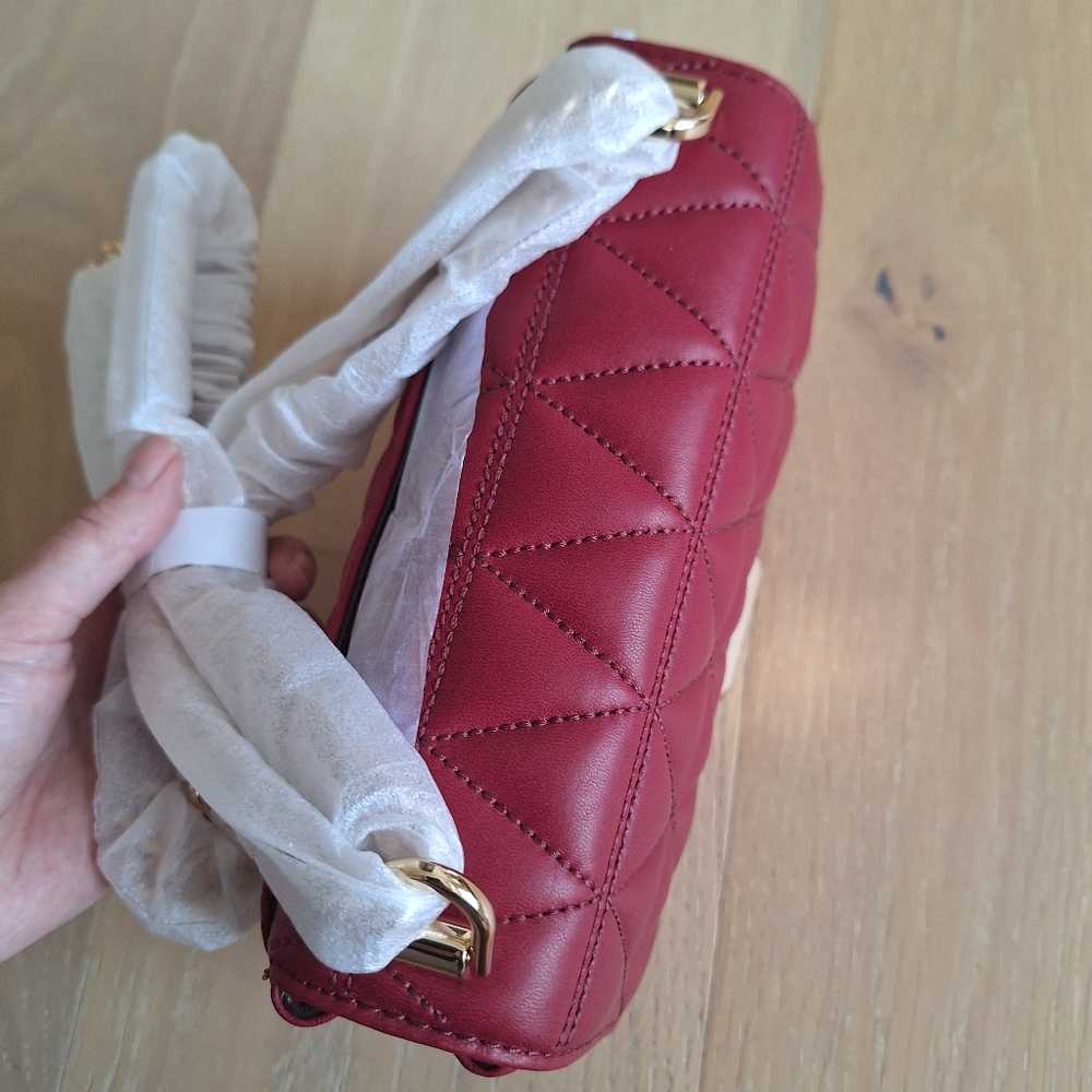 NWT Michael Kors Sloan Quilted Bag Small Size Maroon - Picture 4 of 10